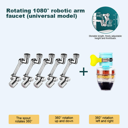 🔥🔥Last Day Promotion 50% OFF🔥👍Rotating 1080° robotic arm faucet (universal model)--👩‍👩‍👧‍👧The direction and water flow rate can be freely adjusted