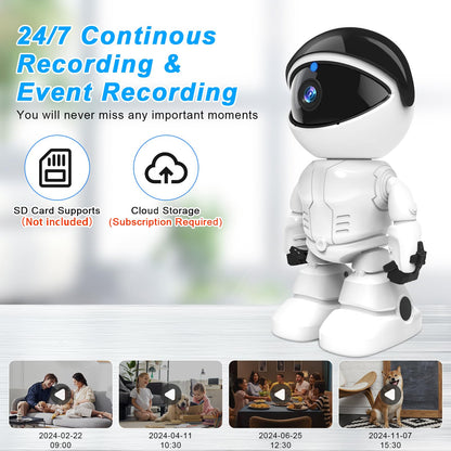 Remifa™︎ AI Auto Tracking Iron Man Robot HD 360° Wireless Mini Security Camera for Baby / Pet with Phone App Motion Detection(Color Night Vision, Siren Alarm, Two-Way Talk, Human Detection)