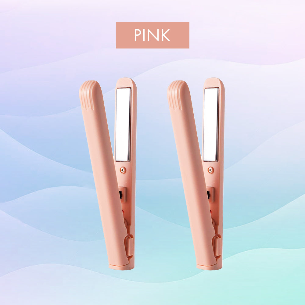 [2025 upgraded edition] Remifa™︎ USB Portable Mini Straight & Curl 2in1 Styler (For Hair Infused with Argan Oil & Keratin, Professional Ceramic Flat Iron for Less Frizz, Shinier & Smoother Hair, Hair Styling Tools)